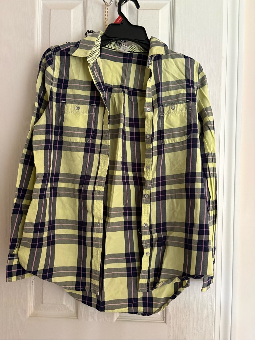 STYLUS Yellow and Navy Plaid Button-Up Shirt